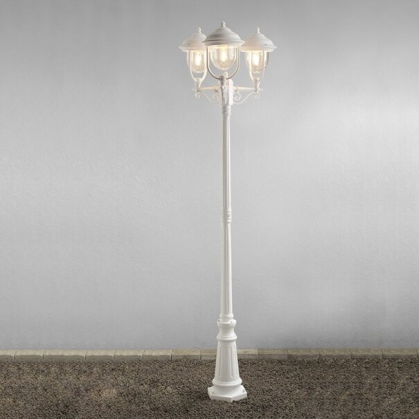 Konstsmide Klassieke staande buitenlamp Parma 3-lichts 218 cm wit