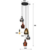 BelaLuz Oosters design hanglamp Trio 5-lichts met gekleurde glazen