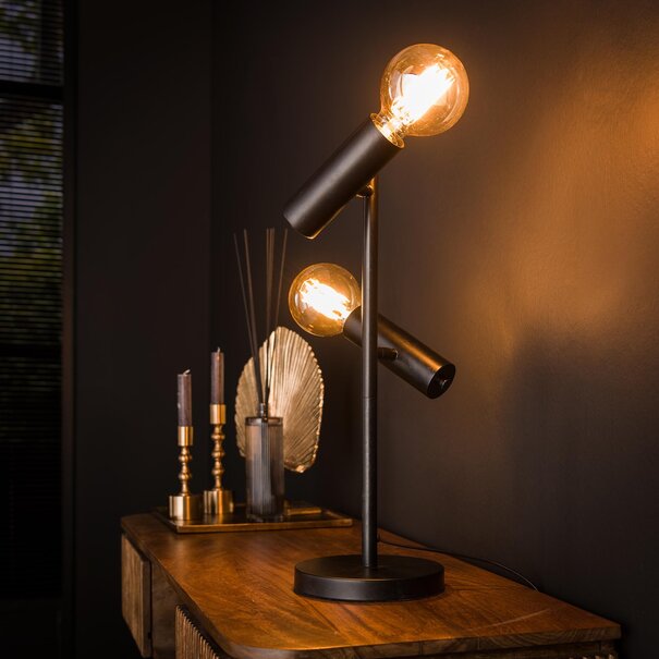 BelaLuz Moderne - Industriële - Tafellamp - 2-lichts - Charcoal -Rack