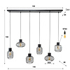 BelaLuz Industriële hanglamp Madley 6-lichts charcoal