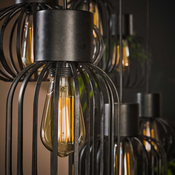 BelaLuz Industriële hanglamp Madley 6-lichts charcoal