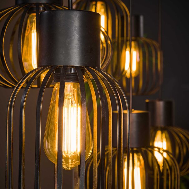 BelaLuz Industriële hanglamp Madley 6-lichts charcoal