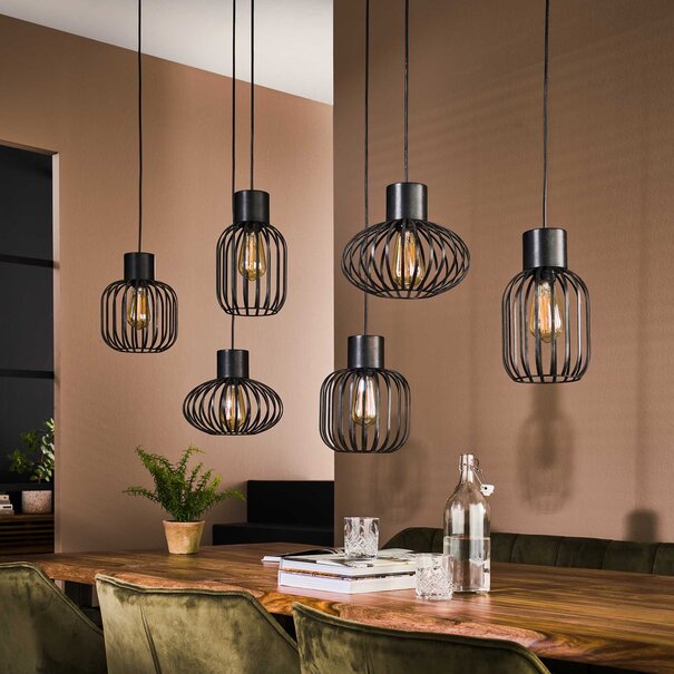 BelaLuz Industriële - Hanglamp - 6 lichts - Charcoal - Madley