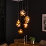 Industriële - Hanglamp - 5 lichts - Charcoal  - Amber Glas - Vetro