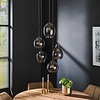 BelaLuz Industriële hanglamp Vetro 5-lichts charcoal met smoke glas