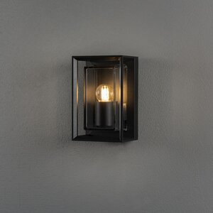 Konstsmide Moderne buiten wandlamp Brindisi small 1-lichts zwart transparant glas