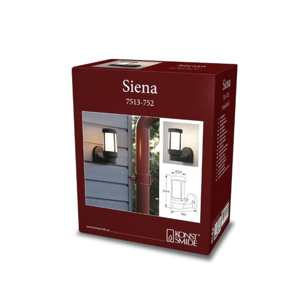 Konstsmide Moderne buiten wandlamp Siena 1-lichts 23,5 cm zwart