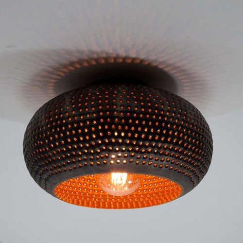 Industriële plafondlamp Cambal 1-lichts zwart bruin