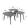 BelaLuz Moderne Industriële salontafel Vela 3 set zwart