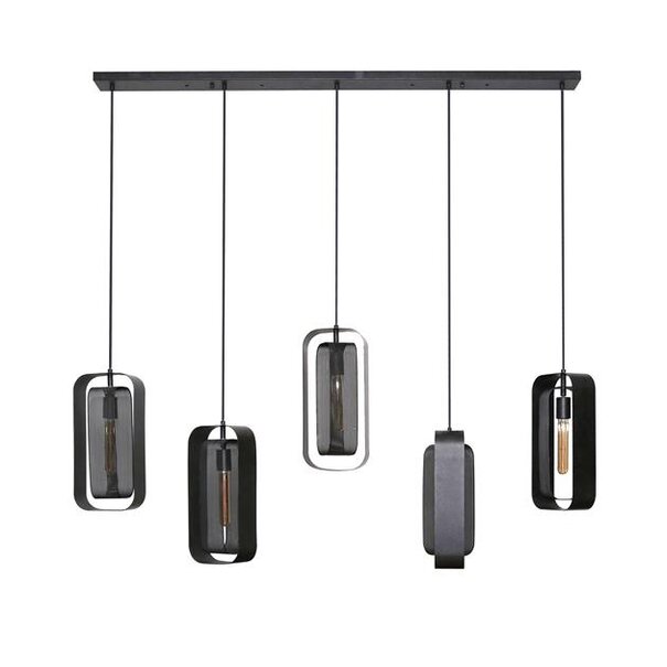 BelaLuz Industriële hanglamp Echo 5-lichts charcoal