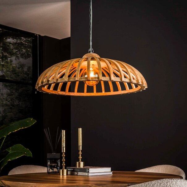 BelaLuz Landelijke - Hanglamp - 1 Lichts - Ø76 cm - Mangohout - Fay