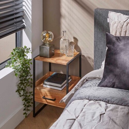 Landelijke Moderne nachtkastje Niche 1 lade acaciahout