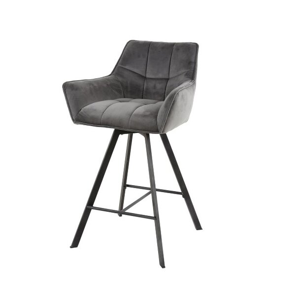 BelaLuz Moderne Barstoel Turn antraciet velour velvet draaibaar