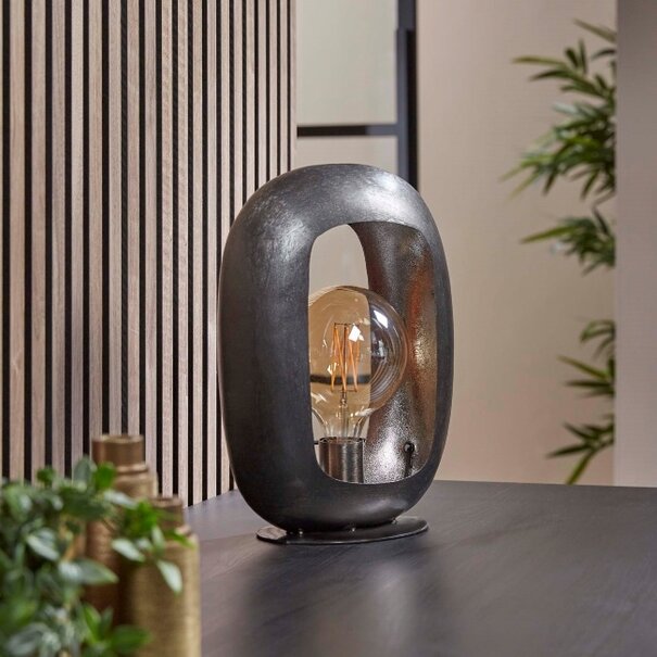 BelaLuz Industriële tafellamp Brick 1-lichts 35 cm zwart nikkel