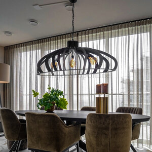 Ztahl Modern Industriële hanglamp Catania 3-lichts ovaal zwart