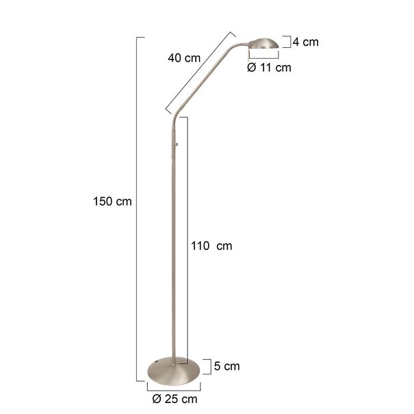 Mexlite Moderne - Vloerlamp - Staal - LED - Anna