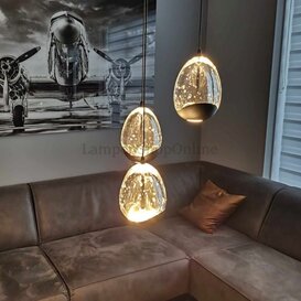Hanglamp Clear Egg 3-lichts getrapt zwart