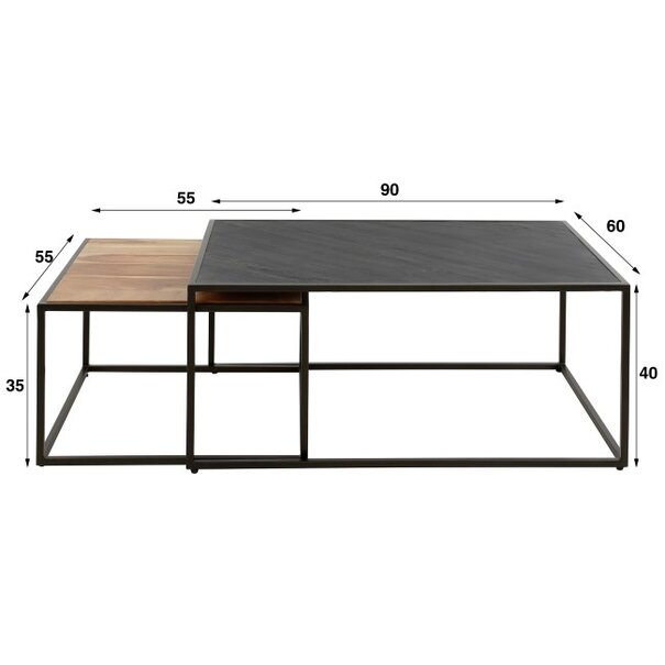 BelaLuz Landelijke - Moderne - Salontafel - 2 set - Acaciahout - Leno