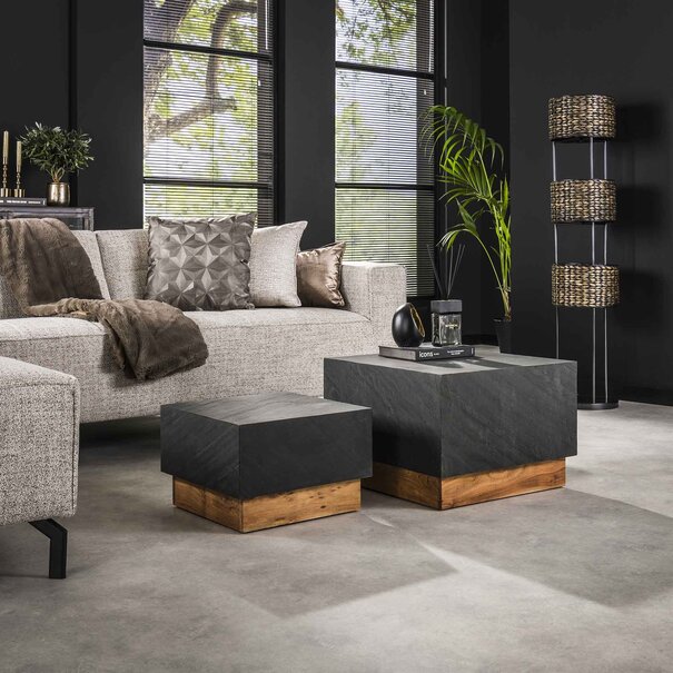 BelaLuz Industriële Landelijke salontafel Durban 2 set acaciahout