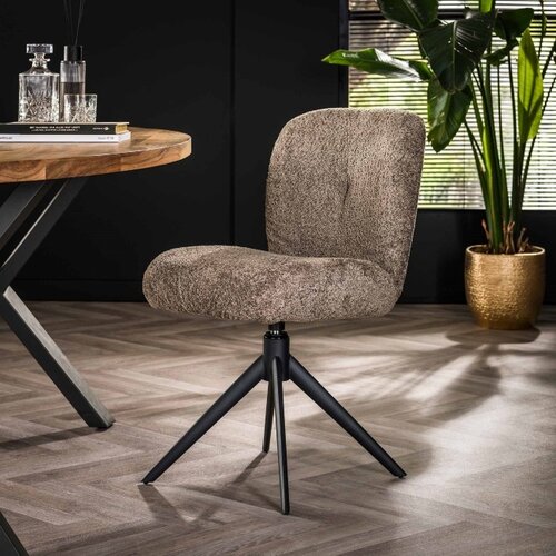 Moderne Landelijke eetkamerstoel Giro bouclé taupe