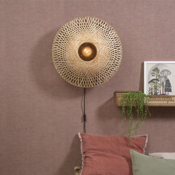 GOOD & MOJO Landelijke wandlamp Kalimantan medium bamboe naturel