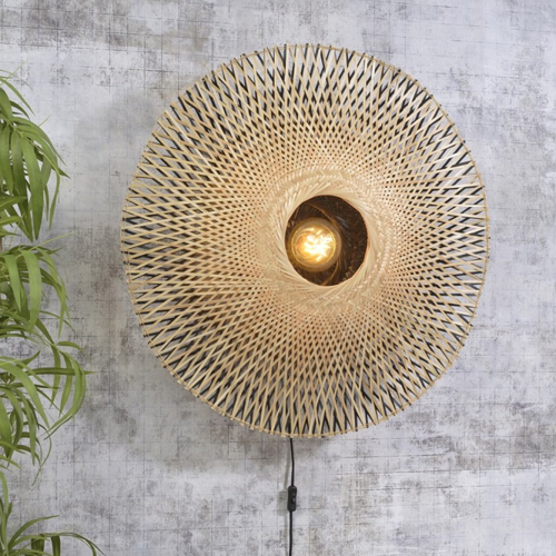 Landelijke wandlamp Kalimantan large bamboe naturel