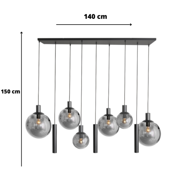 Steinhauer Moderne - Hotel Chique - Hanglamp - 9 lichts - Zwart - Kokers - Bollique