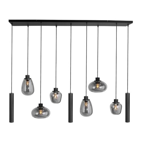 Design Hotel Chique hanglamp Reflexion 9-lichts zwart met smoke glas