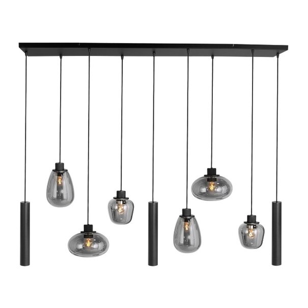 Steinhauer Design Hotel Chique hanglamp Reflexion 9-lichts zwart met smoke glas
