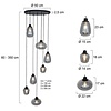 Steinhauer Hotel Chique hanglamp Reflexion 7-lichts zwart met smoke glas