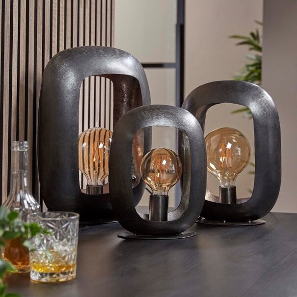 BelaLuz Industriële tafellampen Brick 3 set zwart nikkel