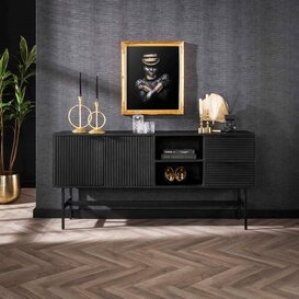 Dressoir Stripes zwart mango hout