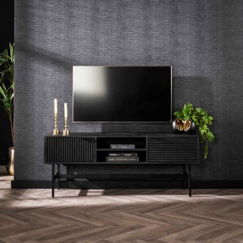 Moderne TV meubel Stripes 140 cm mangohout