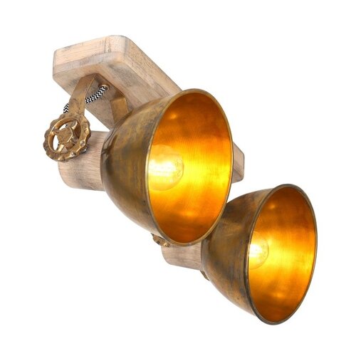 Landelijke opbouwspot Gearwood 2-lichts brons