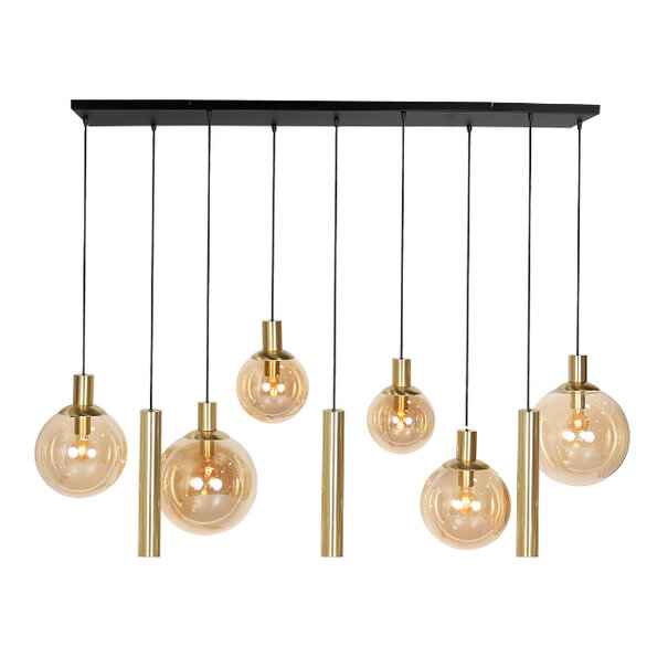 Steinhauer Hotel Chique hanglamp Bollique 9-lichts Kokers goud met amber glas