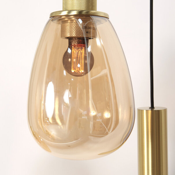 Steinhauer Design Hotel Chique hanglamp Reflexion 9-lichts goud met amber glas