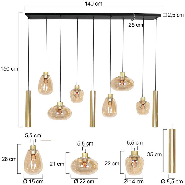 Steinhauer Design - Hotel Chique - Hanglamp - Goud - Reflexion