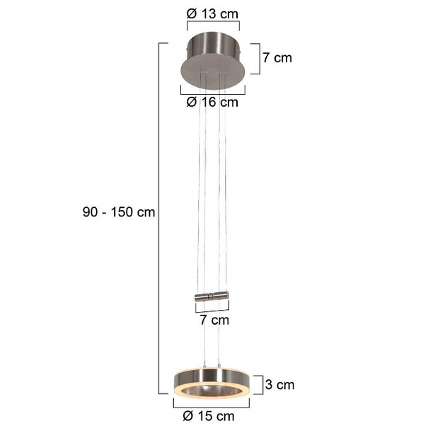 Steinhauer Moderne - Design - Hanglamp - 1 Lichts - Staal - Piola