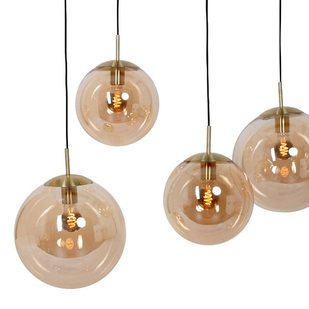 Steinhauer Hotel Chique hanglamp Bollique 6-lichts goud met amber glas