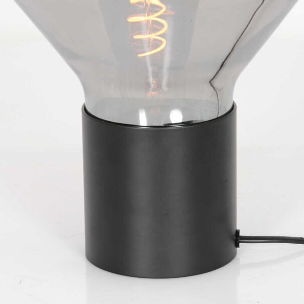 Steinhauer Hotel Chique tafellamp Ambiance 1-lichts zwart met smoke glas