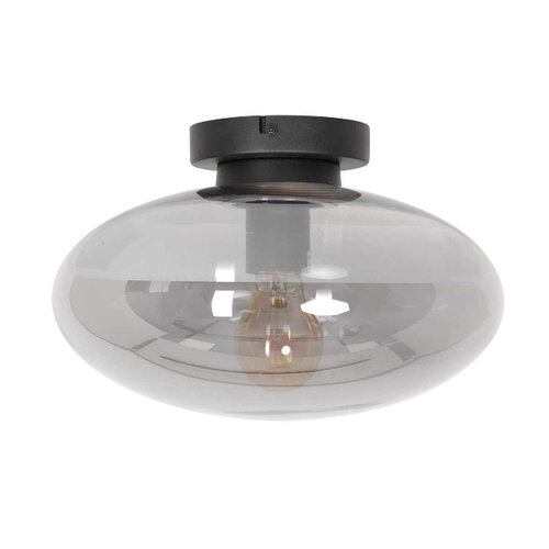 Hotel Chique plafondlamp Reflexion 1-lichts Ø30 cm zwart met smoke glas