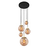 Steinhauer Moderne hanglamp Bollique 5-lichts goud met amber glas
