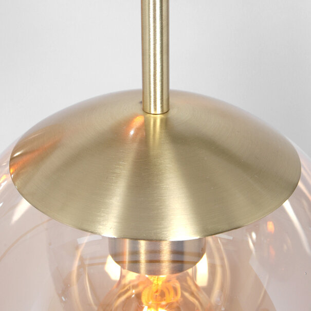 Steinhauer Moderne hanglamp Bollique 5-lichts goud met amber glas