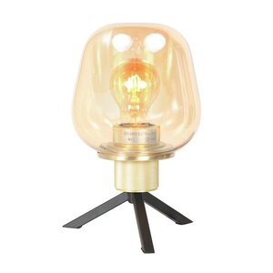 Steinhauer Hotel Chique tafellamp Reflexion 1-lichts goud met amber glas