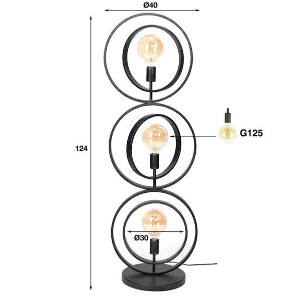 BelaLuz Moderne - Vloerlamp - Charcoal - 3 lichts - Ozon