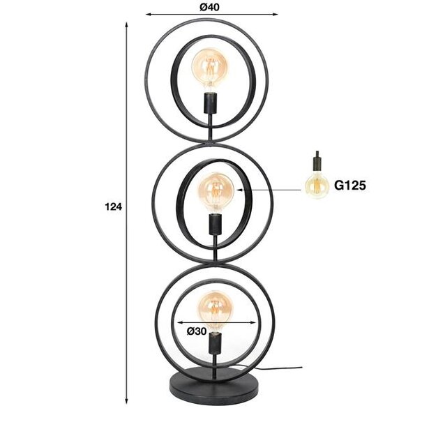 BelaLuz Moderne vloerlamp Ozon 3-lichts charcoal