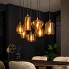 BelaLuz Klassieke Hotel Chique hanglamp Warp 7-lichts goud met amber glas