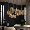 BelaLuz Klassieke Hotel Chique hanglamp Warp 7-lichts goud met amber glas
