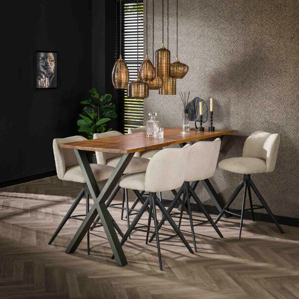 BelaLuz Klassieke Hotel Chique hanglamp Warp 7-lichts goud met amber glas