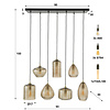 BelaLuz Klassieke Hotel Chique hanglamp Warp 7-lichts goud met amber glas